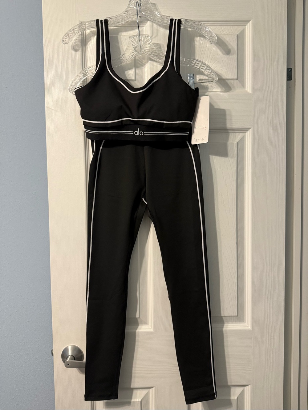 ALO Yoga Black Jumpsuit with White Piping